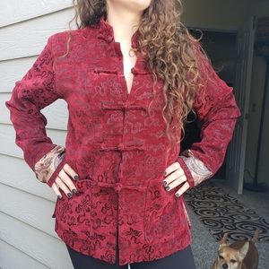 Paisley Maroon Red Jacket | Silk Inside | Festival